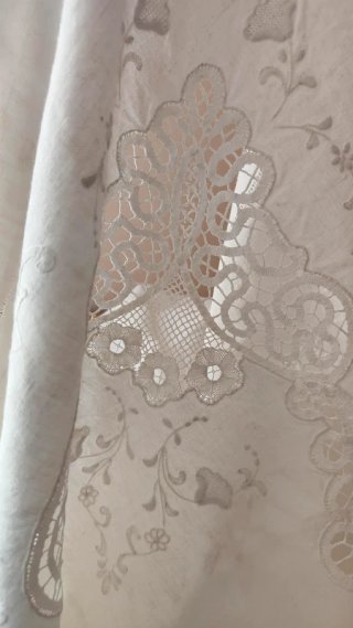 Lenzuolo Puro Lino Bianco Pizzo Tombolo