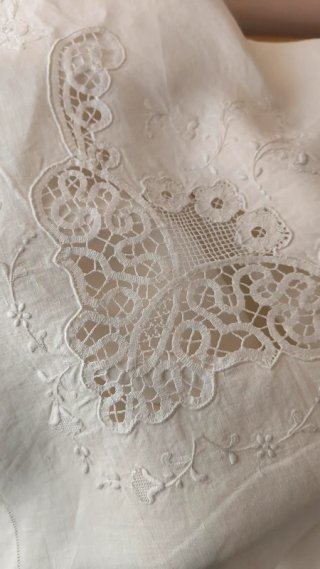 Lenzuolo Puro Lino Bianco Pizzo Tombolo