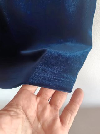 Blusa Mango Premium Terciopelo Azul