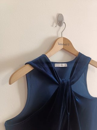 Blusa Mango Premium Terciopelo Azul