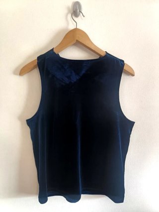 Blusa Mango Premium Terciopelo Azul