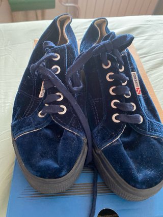 Zapatillas Superga Azul Terciopelo