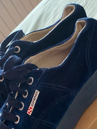 Zapatillas Superga Azul Terciopelo