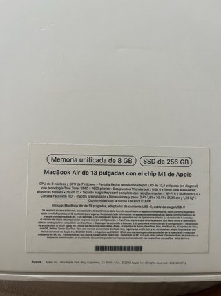 MacBook Air M1 13” 2020 8GB RAM 256GB SSD