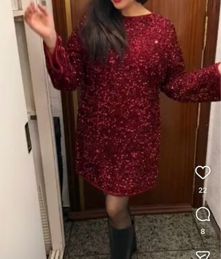 Vestido de fiesta lentejuelas rojo L/XL