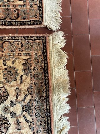2 Tappeti Lana Certificati 120x60 Beige/Marrone nu
