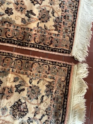 2 Tappeti Lana Certificati 120x60 Beige/Marrone nu