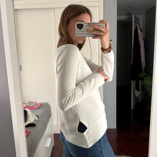 Zara Sudadera Blanca Tela Brillante