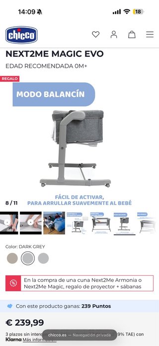 Culla adattabile Chicco Next2Me Magic Evo
