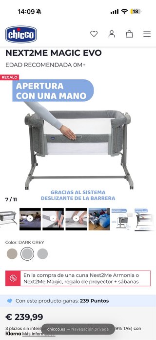 Culla adattabile Chicco Next2Me Magic Evo