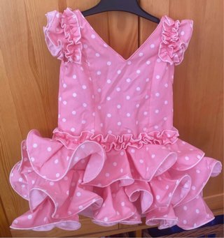 Traje Flamenca Niña Lunares Rosa