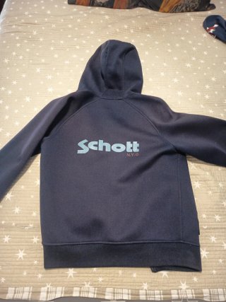 Chaqueta Schott forro polar azul y negro