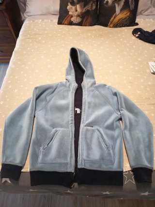 Chaqueta Schott forro polar azul y negro
