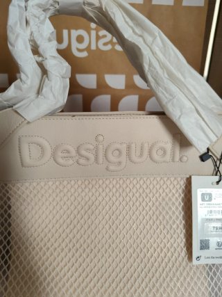 Bolso Desigual Beige Grande Malla Nuevo