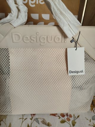 Bolso Desigual Beige Grande Malla Nuevo