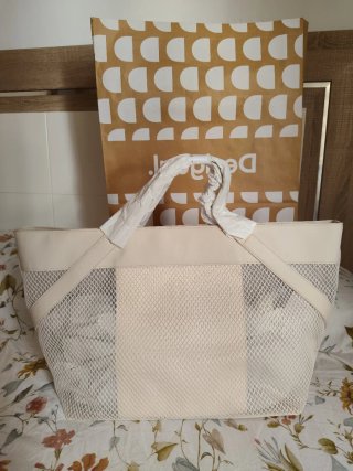 Bolso Desigual Beige Grande Malla Nuevo