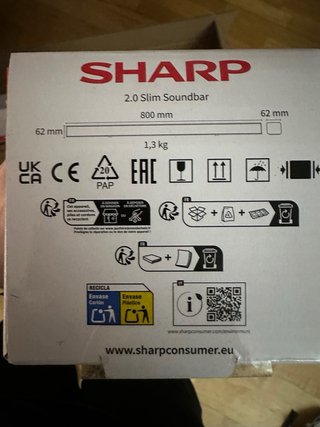 Barra de Sonido Sharp 2.0 Slim Negra