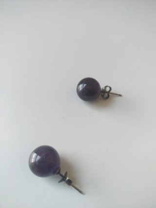 Pendientes amatista bola cierre plata