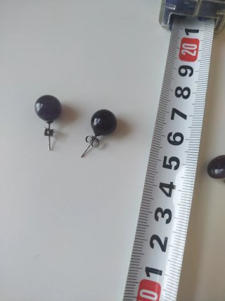 Pendientes amatista bola cierre plata