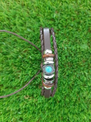 Conjunto 5 pulseras piel y plata