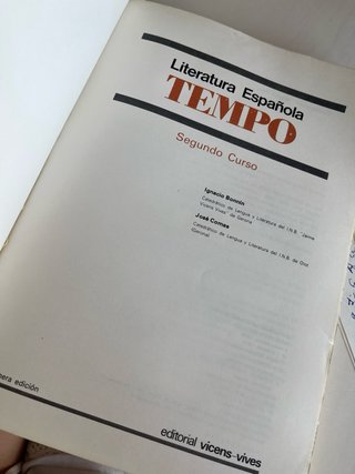 Libro Literatura Española TEMPO BUP 2º Curso
