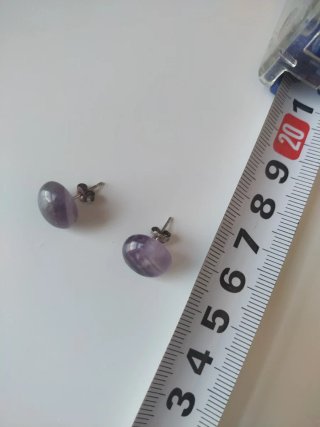 Pendientes Amatista Bola Plana Cierre Plata