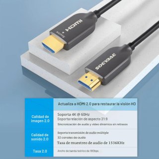 Cable HDMI SOEYBAE 20M Fibra Óptica 4K