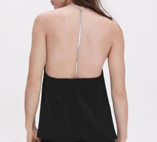 Top Mango Cadena Negro Talla XS