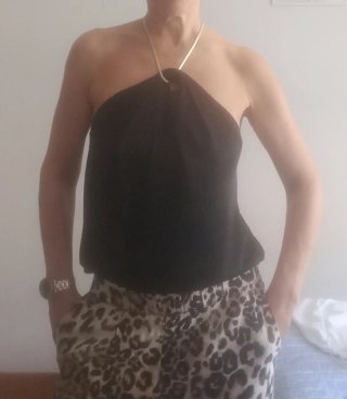 Top Mango Cadena Negro Talla XS