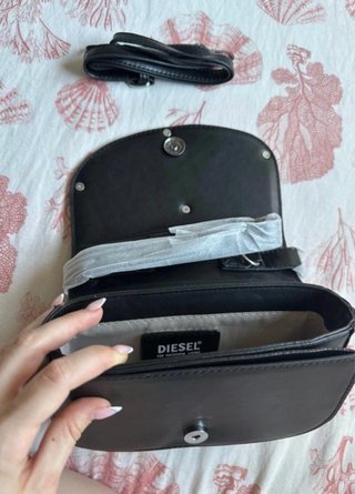 Borsa Diesel nera con logo ovale