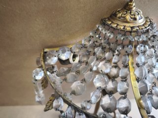 Aplique de pared antiguo cristal y bronce