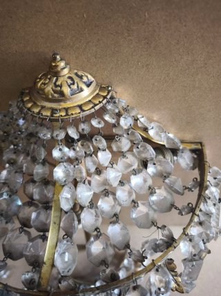 Aplique de pared antiguo cristal y bronce