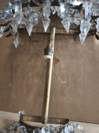 Aplique de pared antiguo cristal y bronce