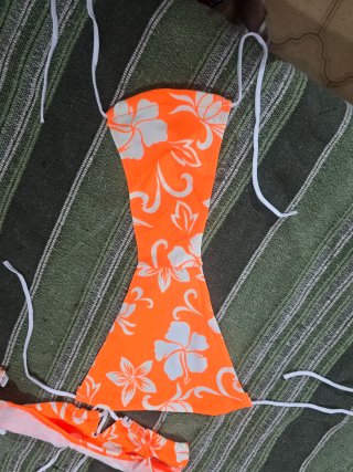 Bikini niña naranja estampado floral