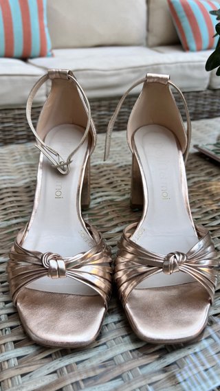 Sandalias tacón Polin et Moi dorado rosado, 37