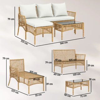 Conjunto Ratán Sofá y Mesa Centro