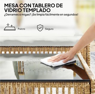 Conjunto Ratán Sofá y Mesa Centro