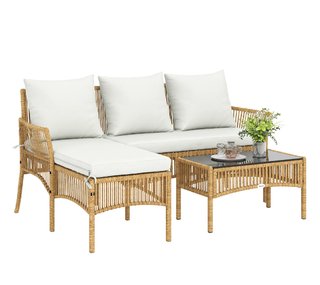 Conjunto Ratán Sofá y Mesa Centro