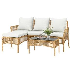 Conjunto Ratán Sofá y Mesa Centro