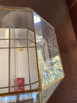 Vetrina Vintage in Cristallo e Ottone Dorato