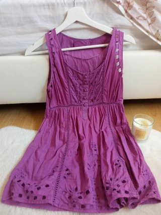 Camisa morada Primark botones talla S