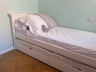 Letto a castello bianco in legno massello con cassetti