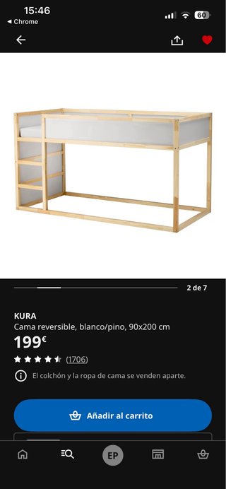 Litera alta Ikea madera y blanco