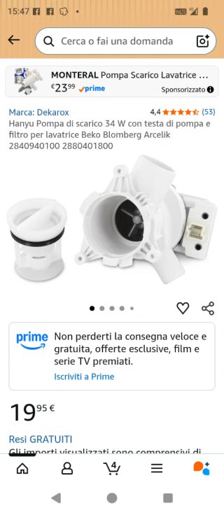 Pompa scarico lavatrice Beko