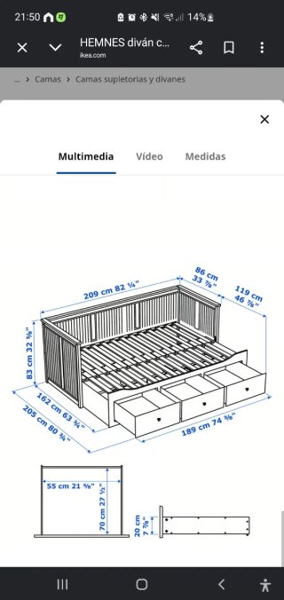 Cama nido blanca con cajones Ikea