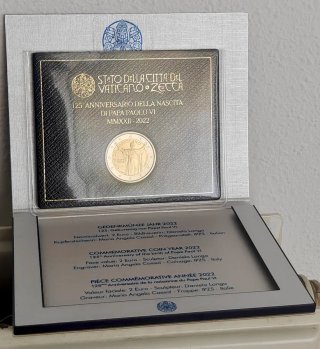 Moneda 2 euros Vaticano 2022 Papa Paolo VI