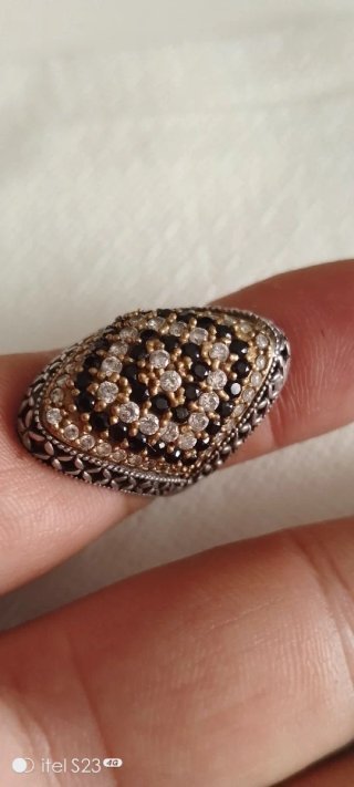 Anillo Plata Diseño Étnico con Circonitas