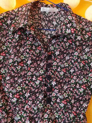Vestido flores vintage negro multicolor