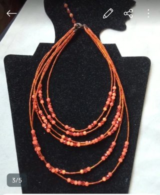 Collar y pendientes abalorios naranja