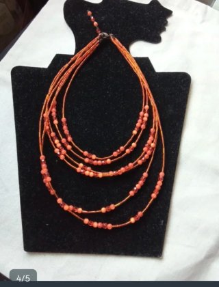 Collar y pendientes abalorios naranja